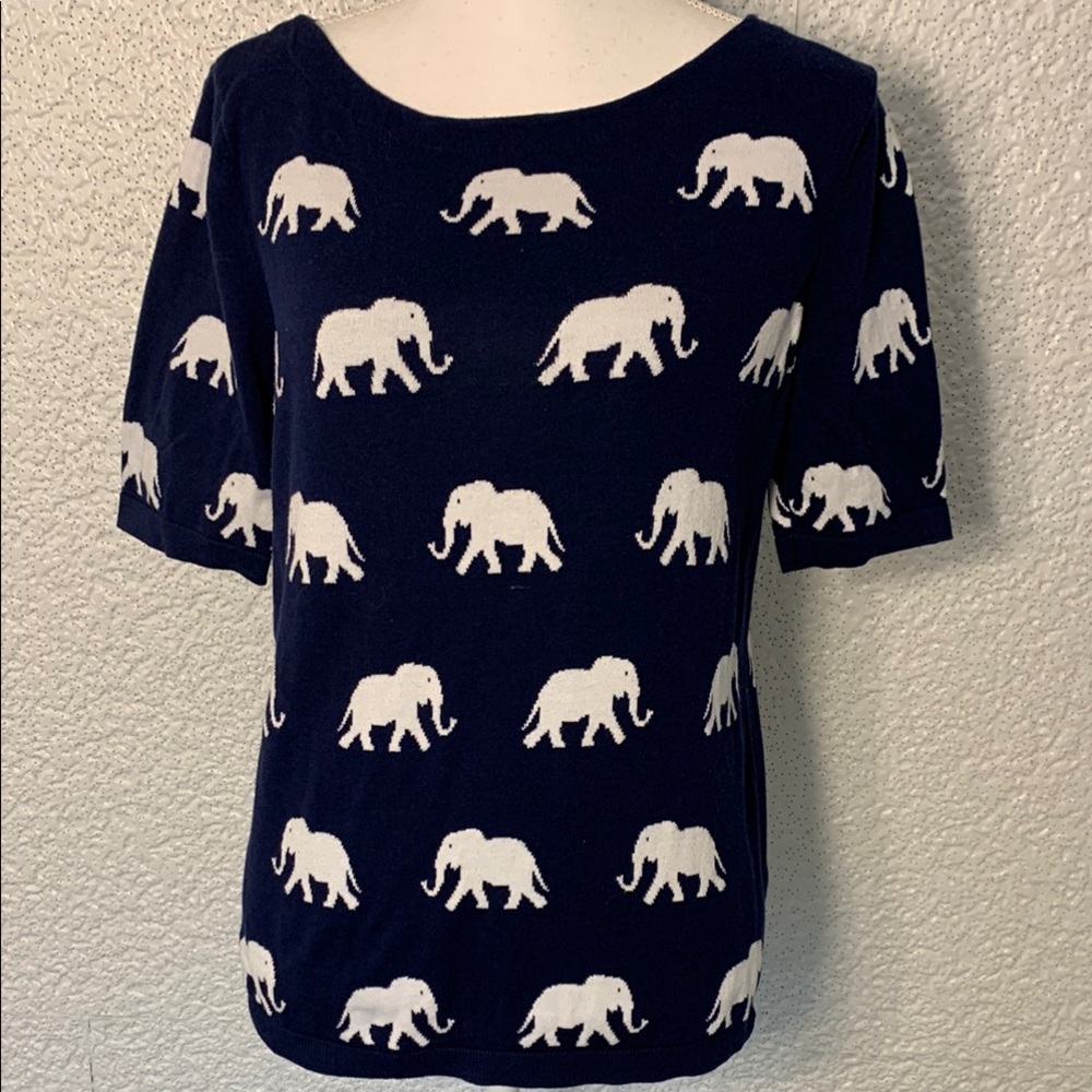 Talbots size medium, Navy Blue Elephant sweater